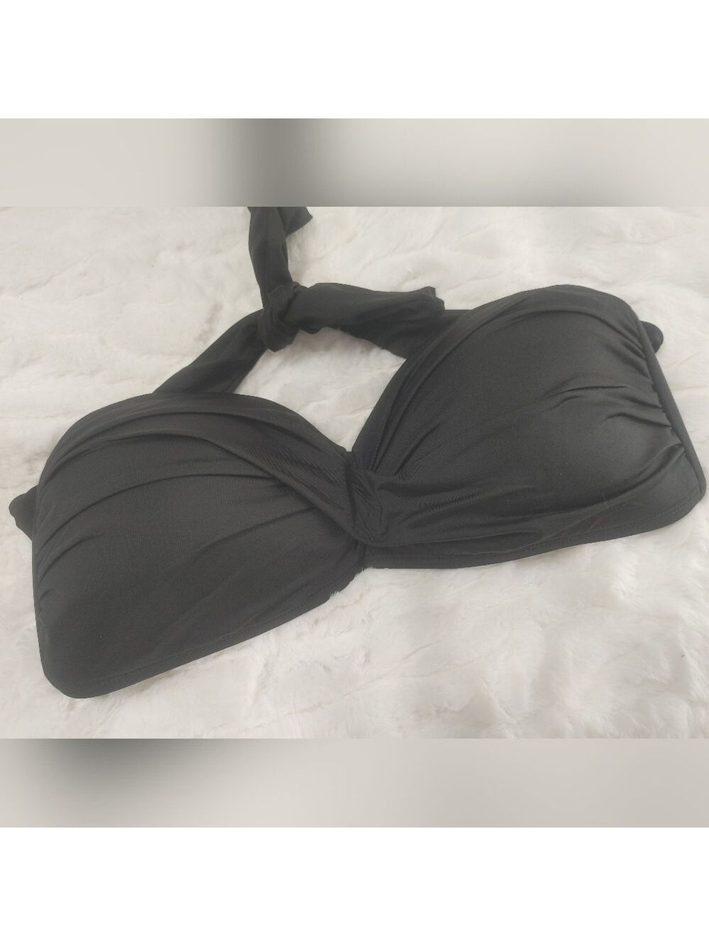Elegant Black Mynah Women's Twist Bikini Top Lg
